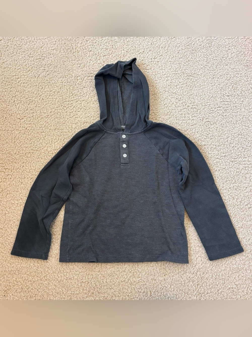 Cat & Jack Boy's Gray Hooded Henley Sweater Size 6/7